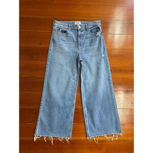 PAIGE Anessa Jeans Womens 31 Wide Leg Crop Raw Hem Distressed Blue